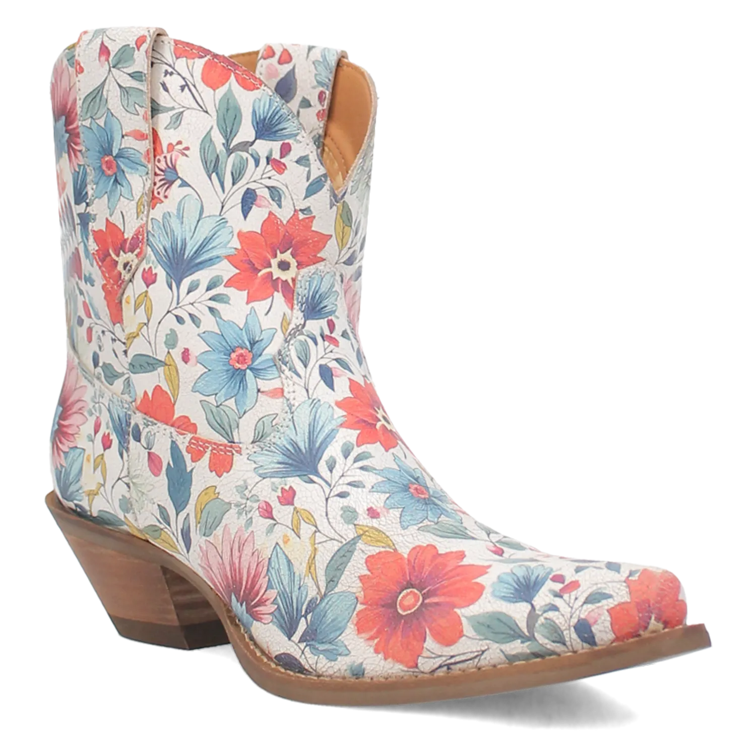 Pixie Rose Floral Print Leather Bootie (DS)