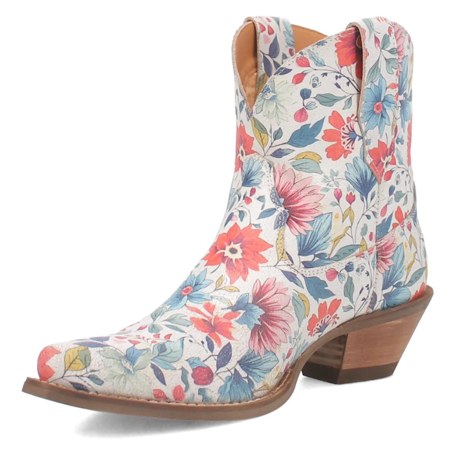 Pixie Rose Floral Print Leather Bootie (DS)