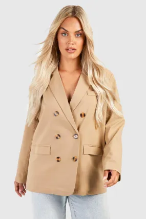 Plus Oversized Double Breasted Tailored Blazer