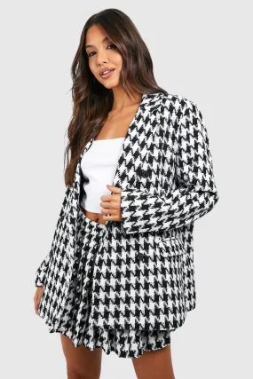 Premium Houndstooth Double Breasted Boucle Blazer