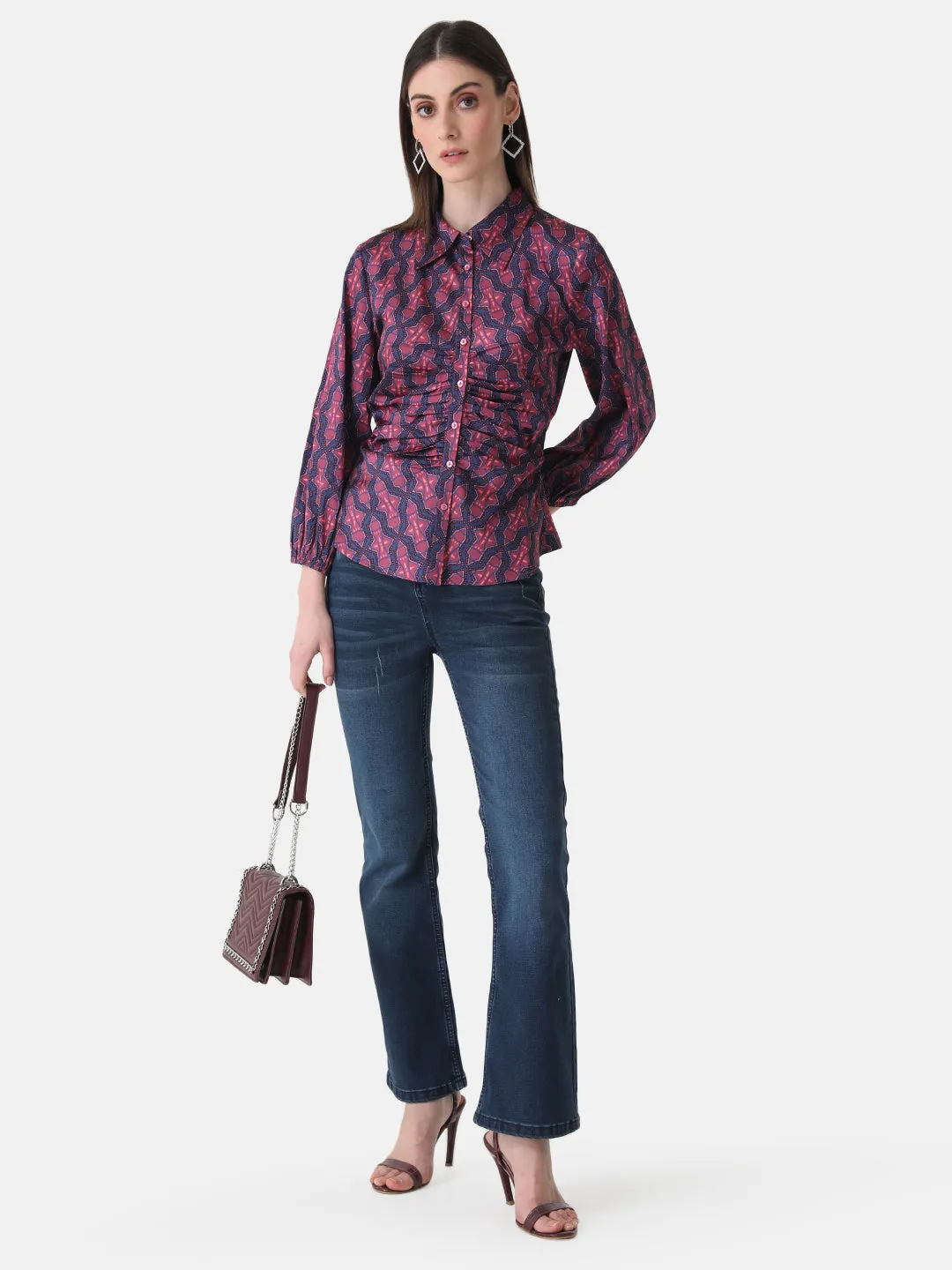 Printed Ruched Shirt