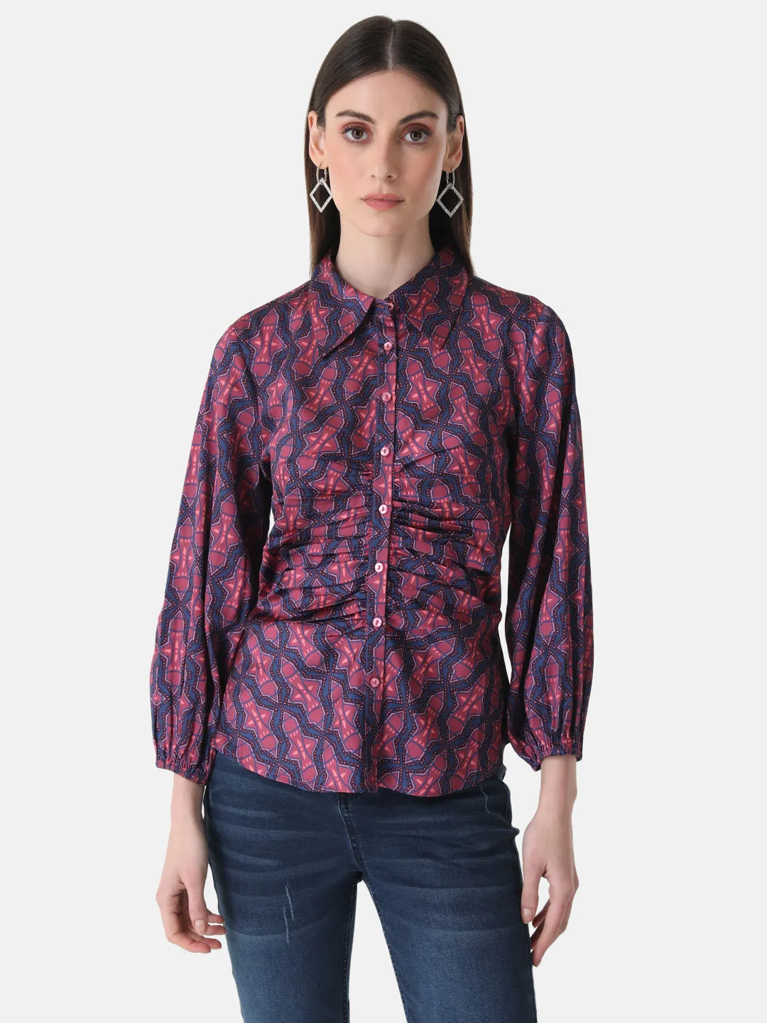 Printed Ruched Shirt