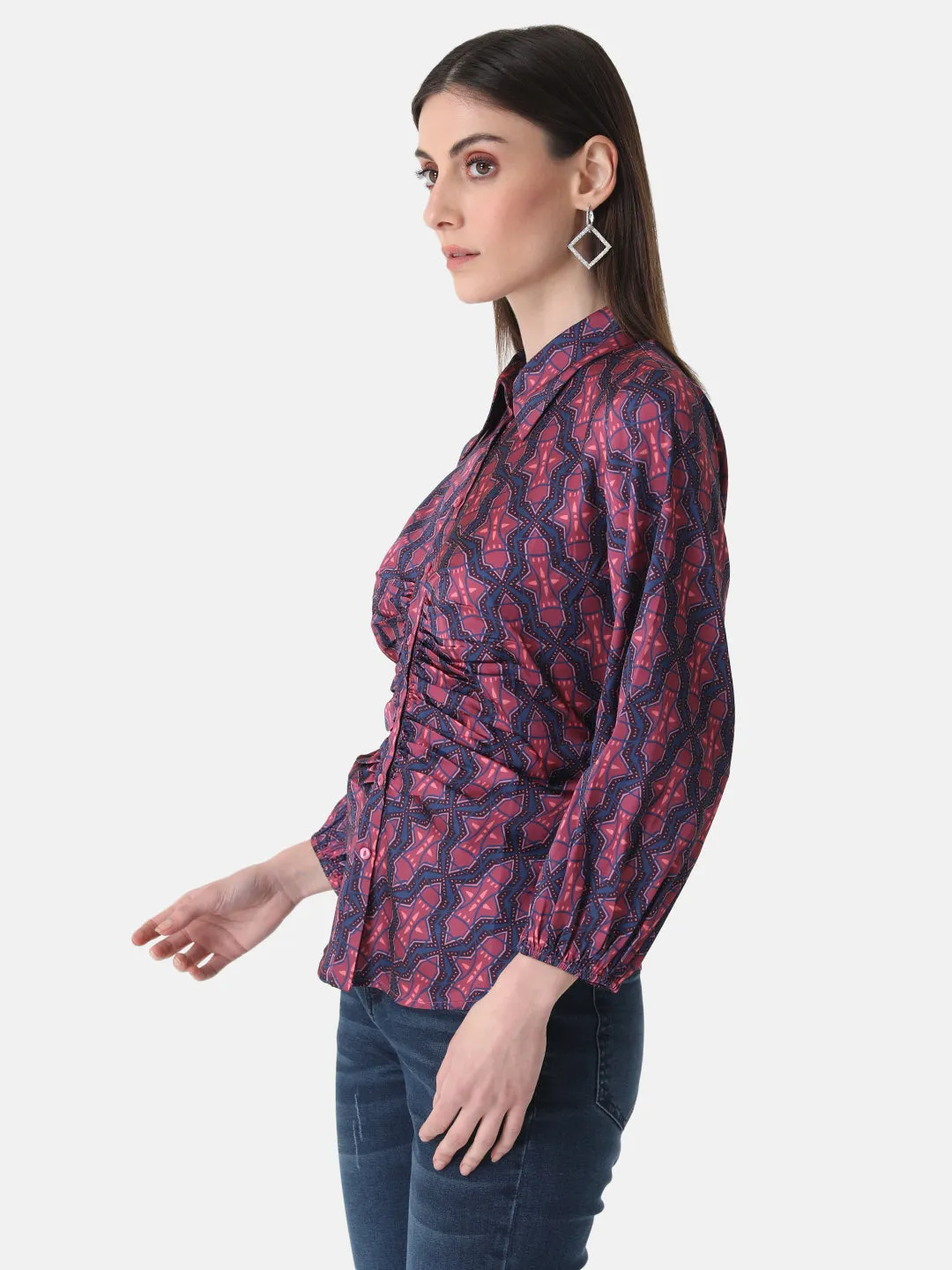 Printed Ruched Shirt