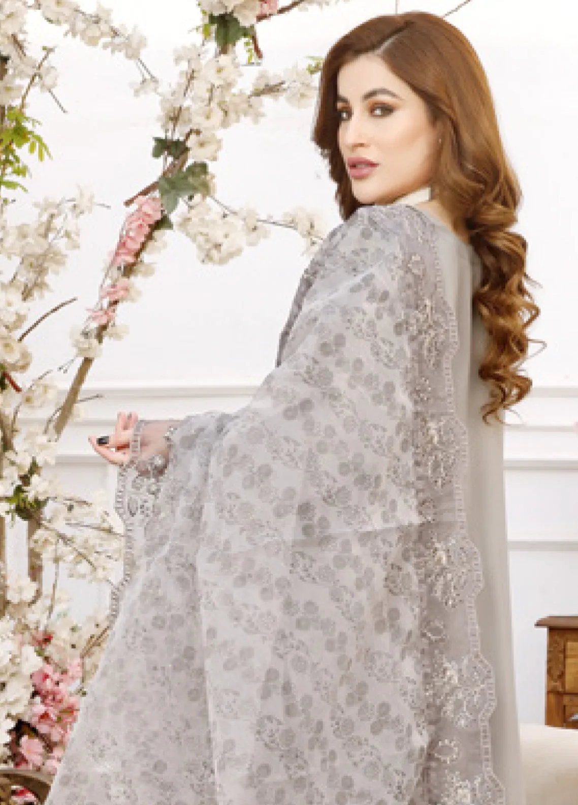 Ranjhana by Schick Luxury Embroidered Chiffon 3 Piece Semi Stitch Suit SDH24RC-06