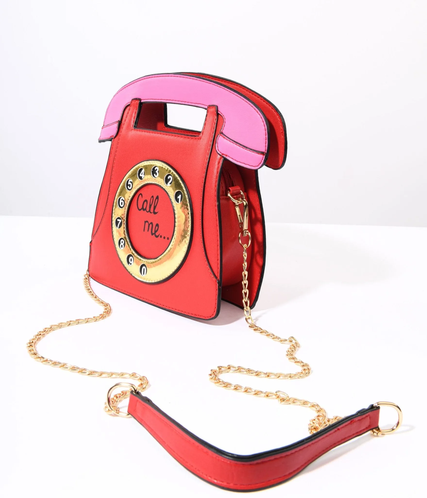 Red Call Me Retro Rotary Phone Handbag