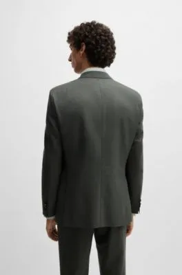 Regular-fit three-piece suit in melange virgin wool