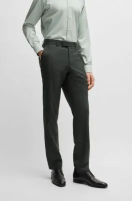 Regular-fit three-piece suit in melange virgin wool