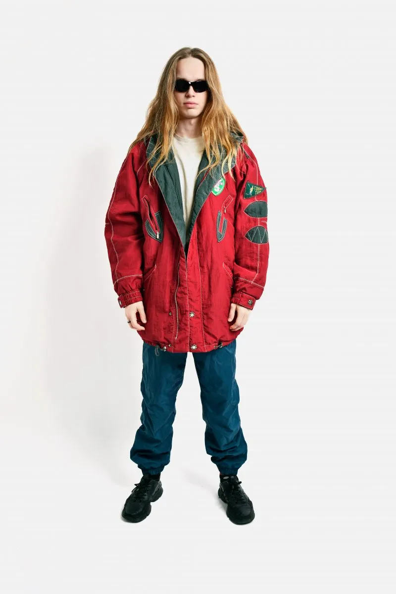 Retro 80s padded parka red