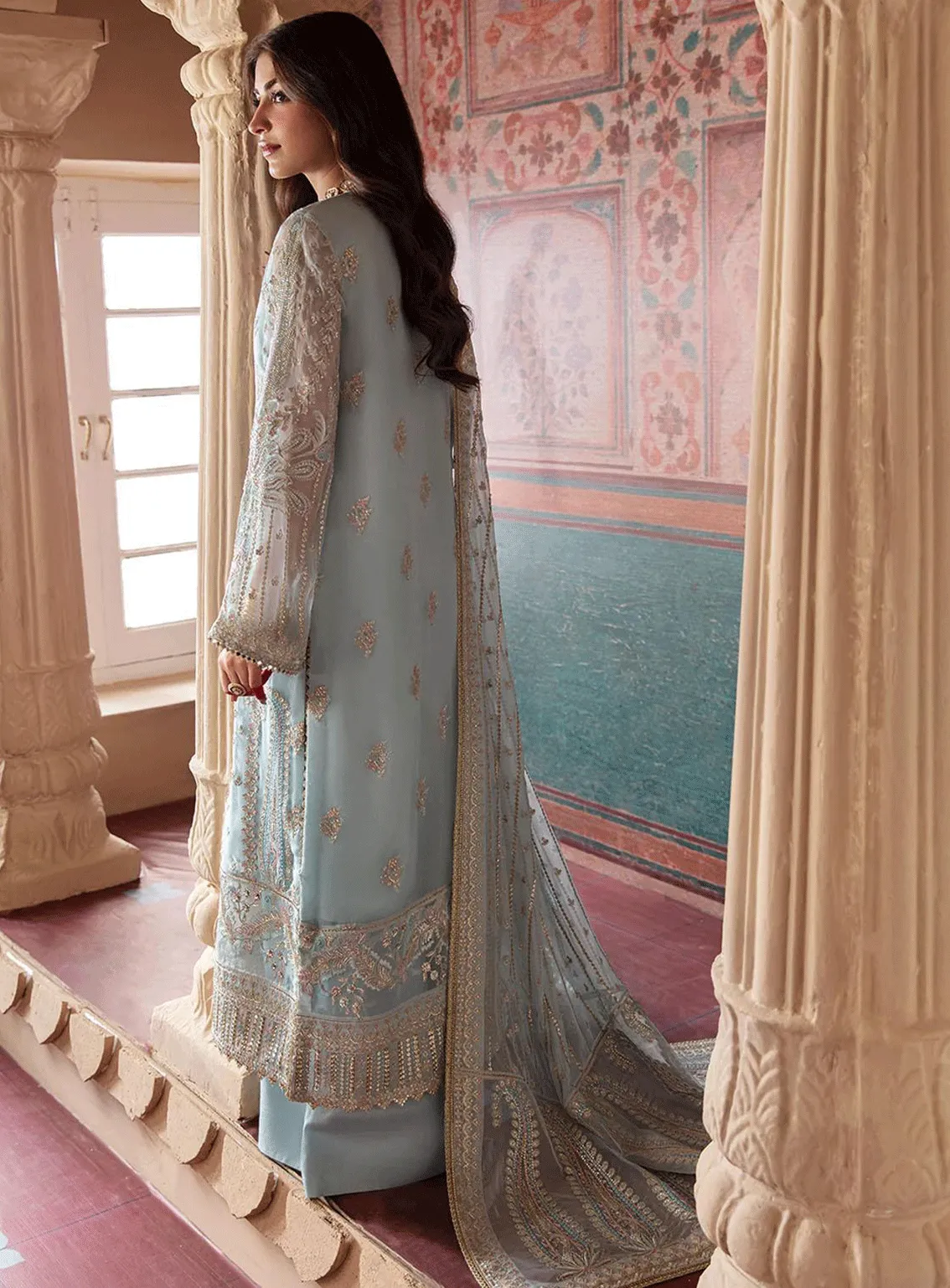 Shehnai by Afrozeh Embroidered Chiffon Unstitched 3 Piece Suit - AFR23WF 04 ROOP