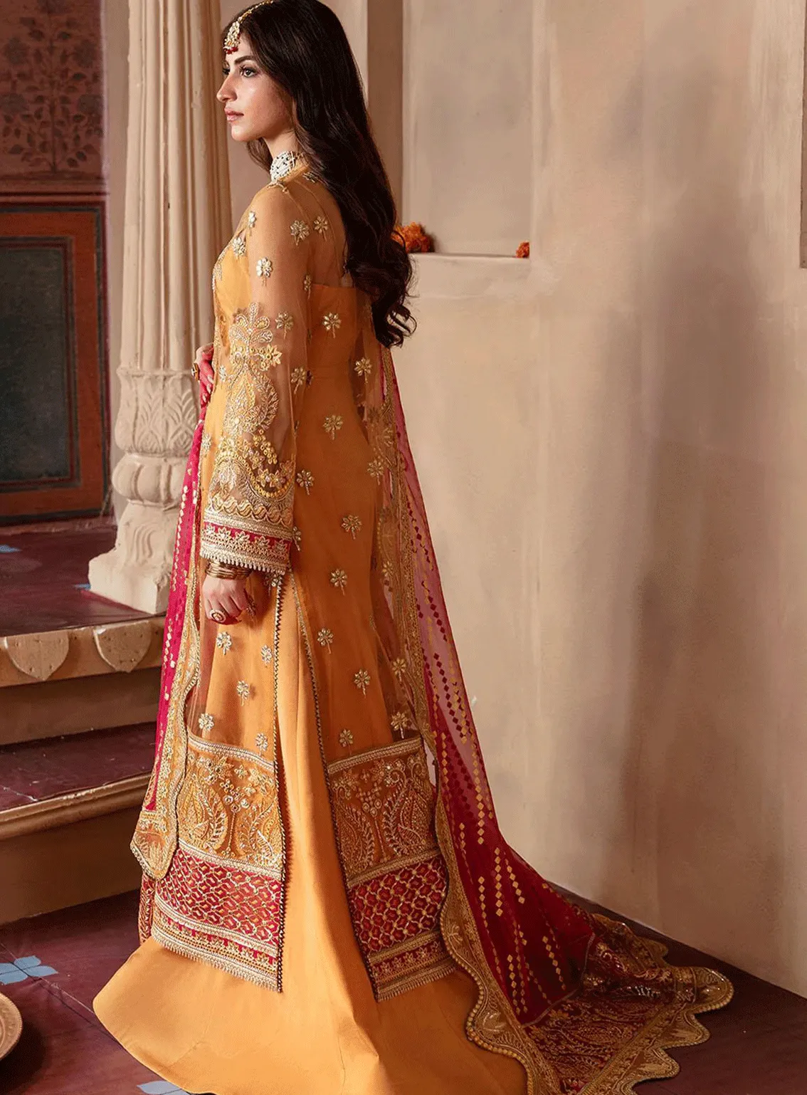 Shehnai by Afrozeh Embroidered Net Unstitched 3 Piece Suit - AFR23WF 08 ZURI