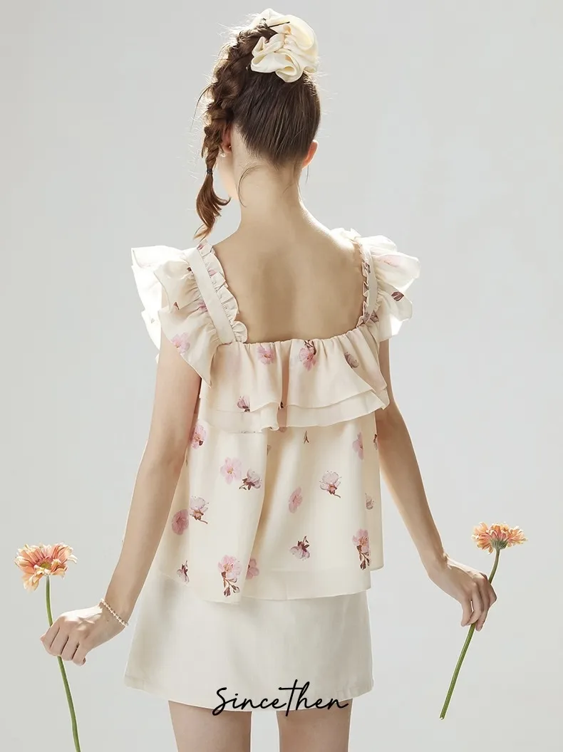 Since Then  |Flower Patterns Casual Style Sleeveless Street Style Plain