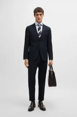 Slim-fit suit in a checked wool blend