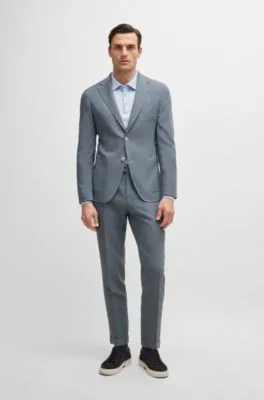 Slim-fit suit in a micro-patterned wool blend