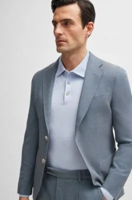 Slim-fit suit in a micro-patterned wool blend