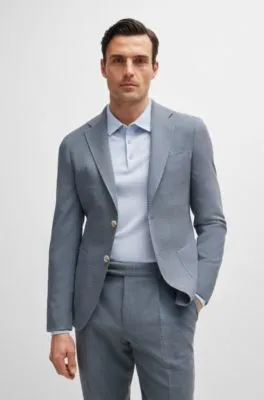 Slim-fit suit in a micro-patterned wool blend