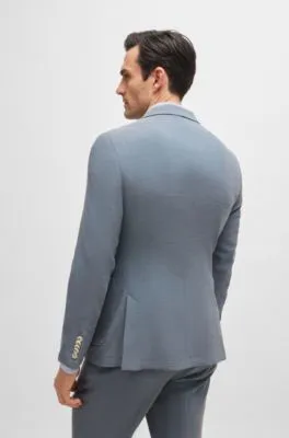 Slim-fit suit in a micro-patterned wool blend