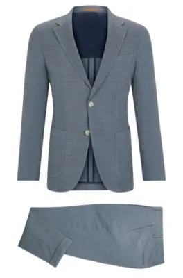 Slim-fit suit in a micro-patterned wool blend