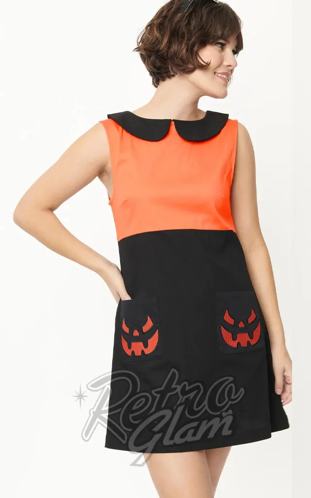 Smak Parlour Black & Orange Pumpkin Power Mini Dress - XL & 2XL left only