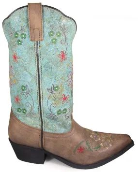 Smoky Mountain Womens Autumn Brown/Turquoise Leather Cowboy Boots