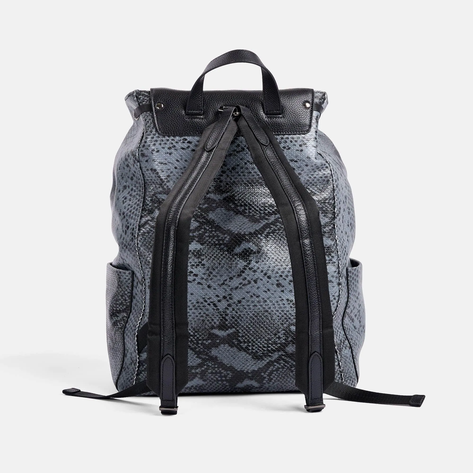 SOHO Black Snakeskin Leather Backpack