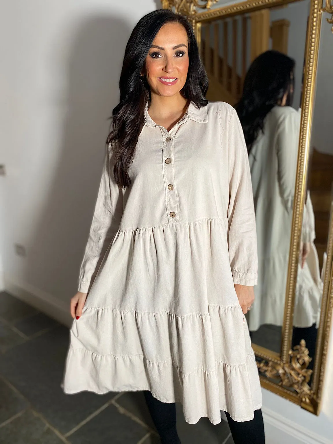 Stone Tiered Shirt Dress Petra