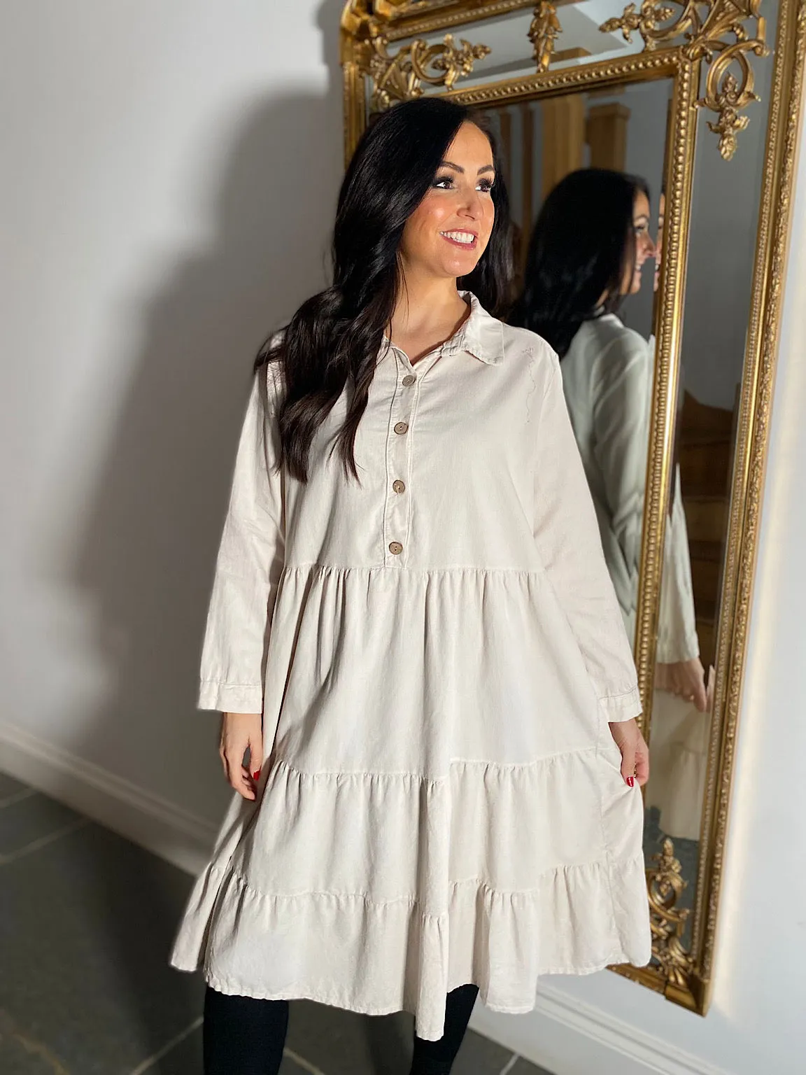 Stone Tiered Shirt Dress Petra