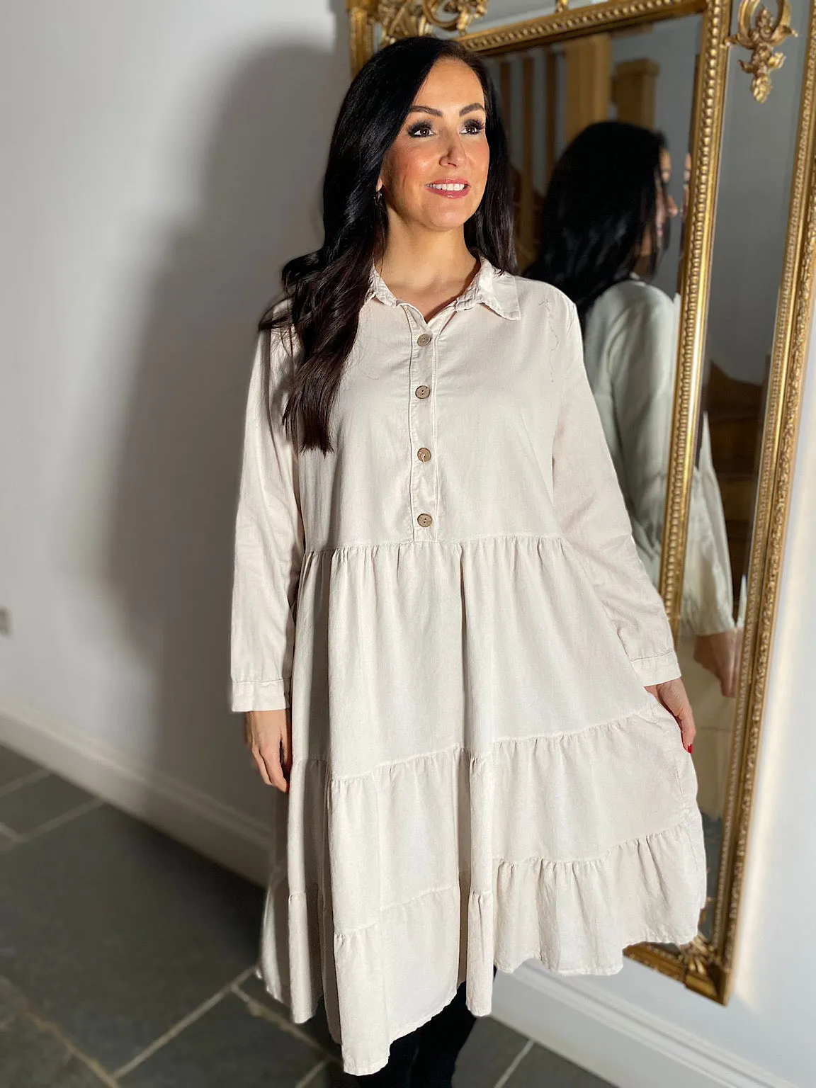 Stone Tiered Shirt Dress Petra