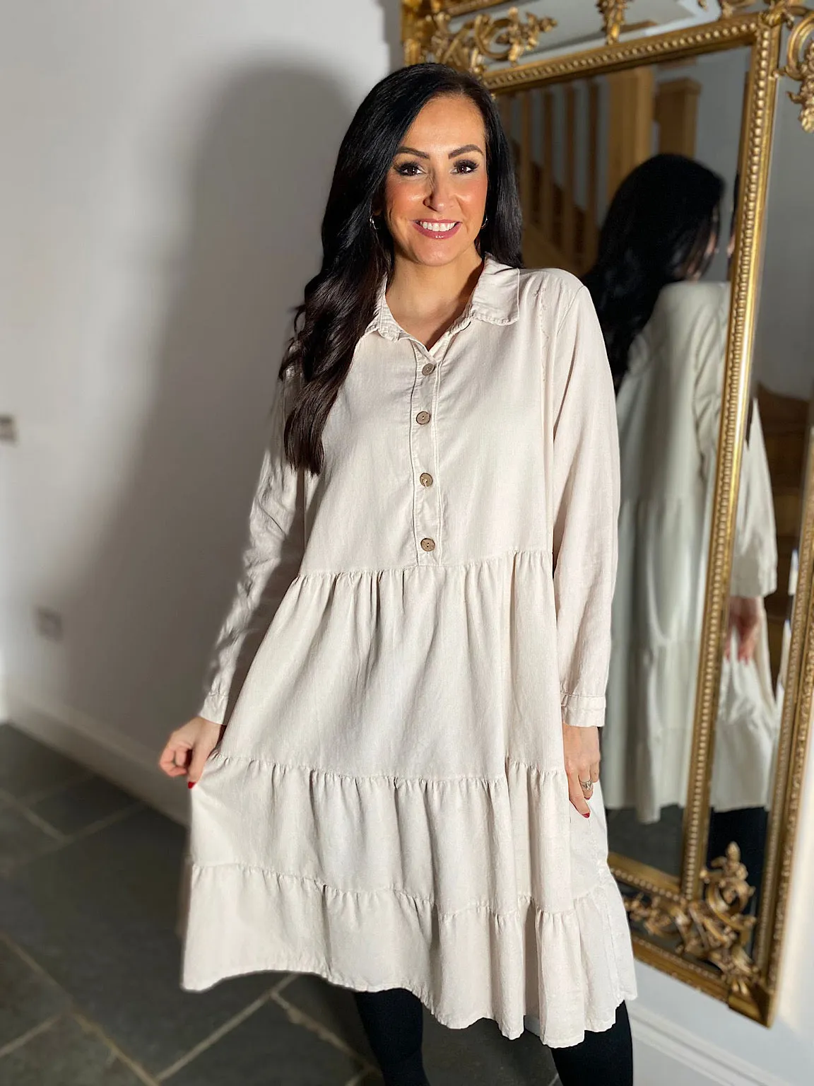 Stone Tiered Shirt Dress Petra