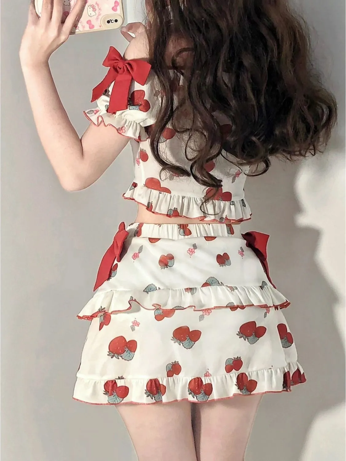 Strawberry Bow Skirt Suit