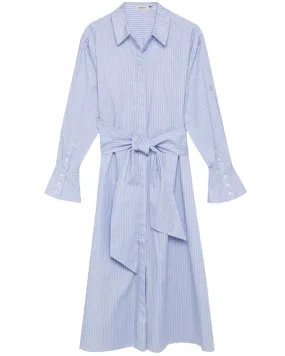 Striped Augustina Long Sleeve Tie Waist Shirt Dress