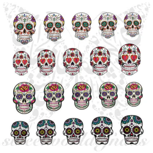 Sugar Skulls Nail Art Nail Water Decals Slides Set 2