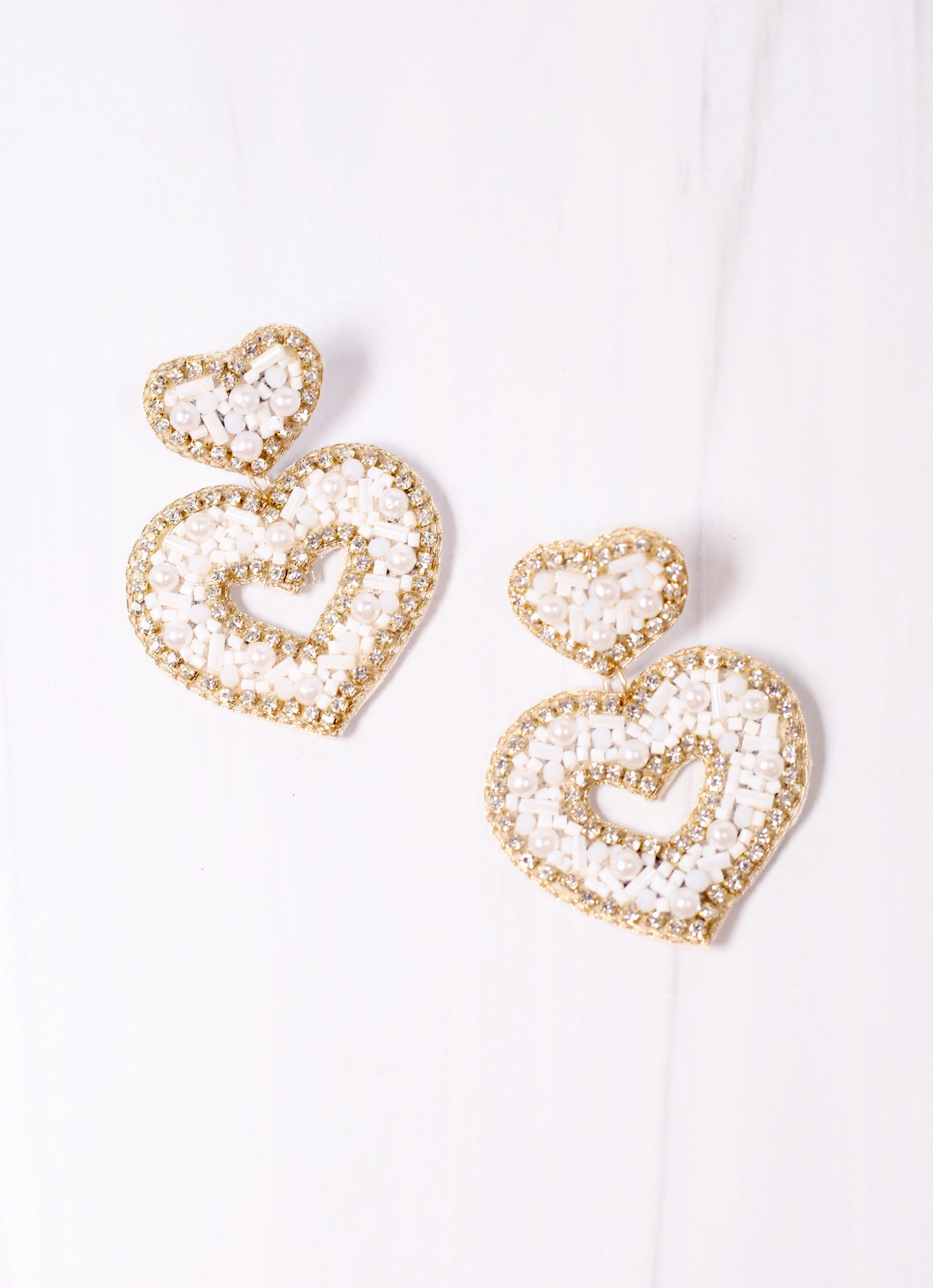 Sullivan Heart Embellished Earring WHITE