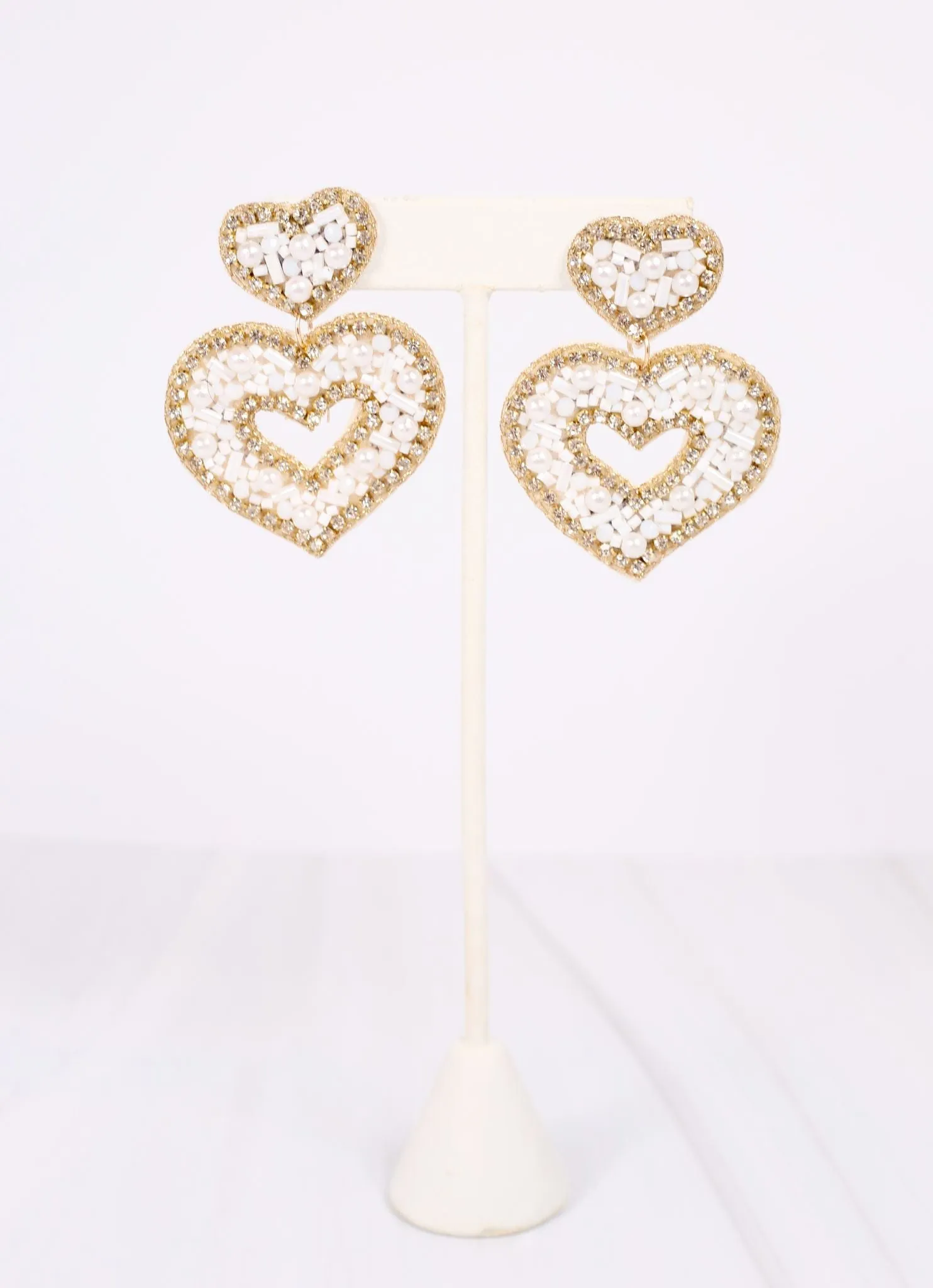 Sullivan Heart Embellished Earring WHITE