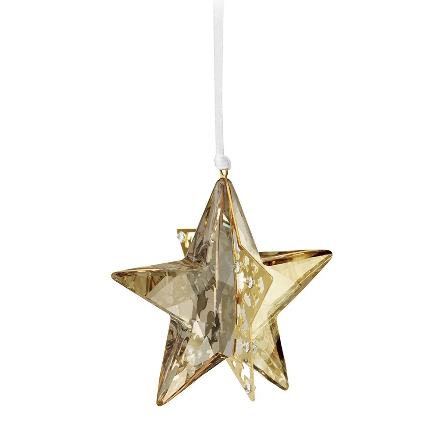 Swarovski Amber Crystal Christmas Ornament STAR GOLDEN SHADOW 3D #1140008