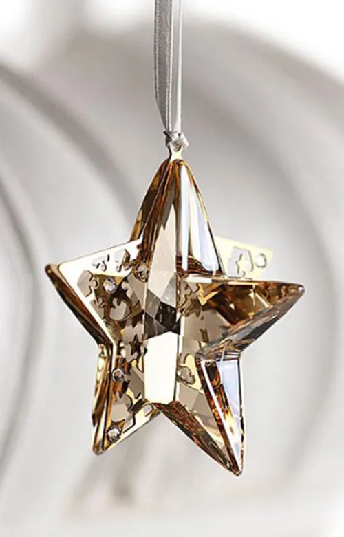 Swarovski Amber Crystal Christmas Ornament STAR GOLDEN SHADOW 3D #1140008