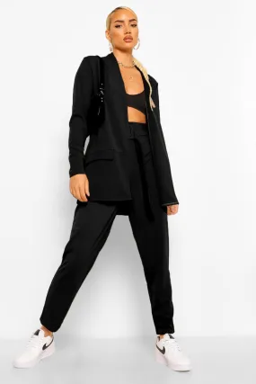 Tailored Blazer And Self Fabric Belt Pants Set