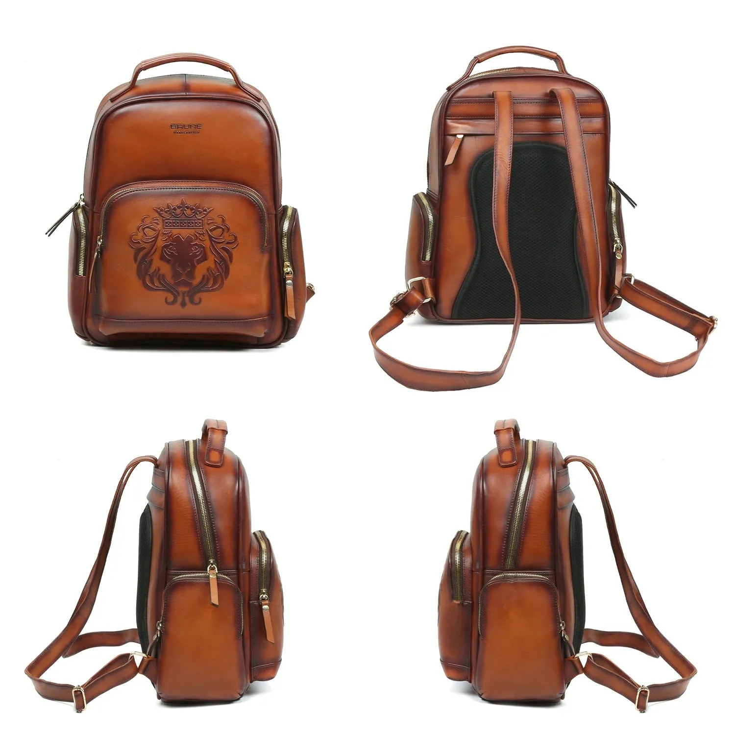 Tan Leather Women Travel-College Backpack By Brune & Bareskin