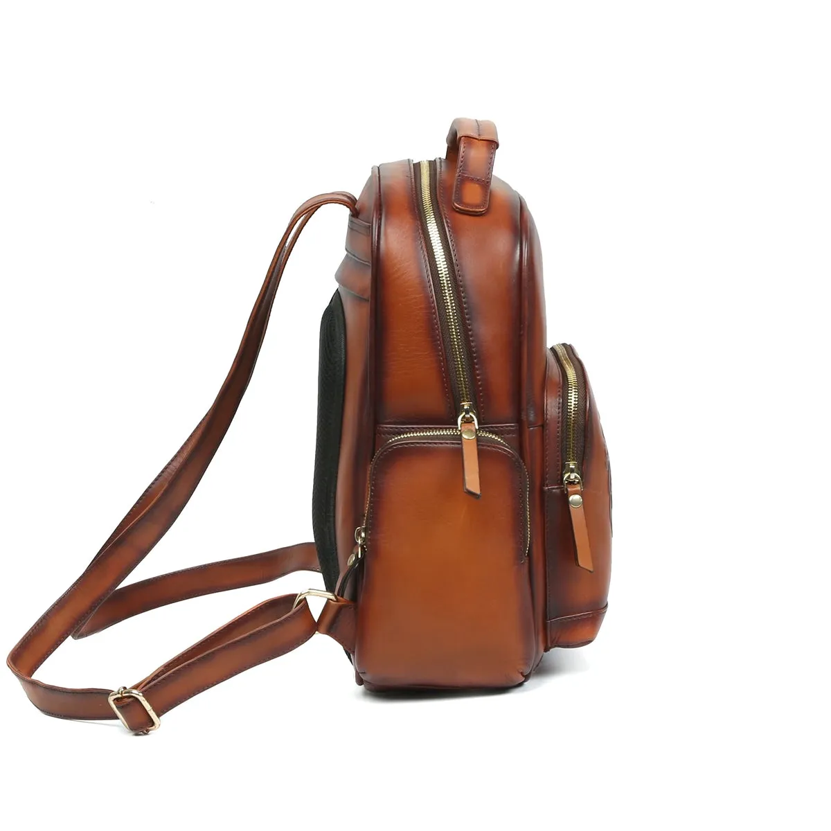 Tan Leather Women Travel-College Backpack By Brune & Bareskin