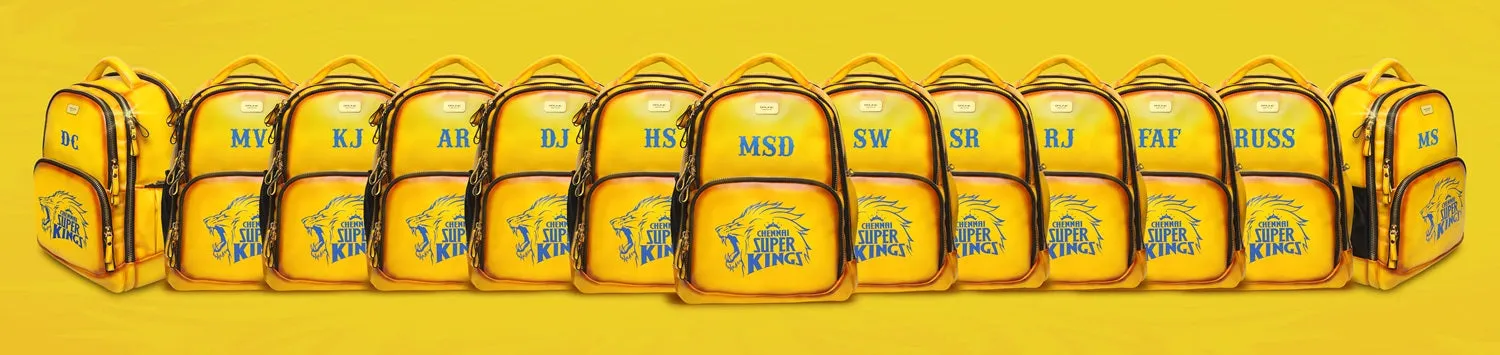 Team CSK IPL 2019 Bulk Order Corporate Gifting Yellow Hand-Paint Leather Backpack (Reference Price for 1 Unit)