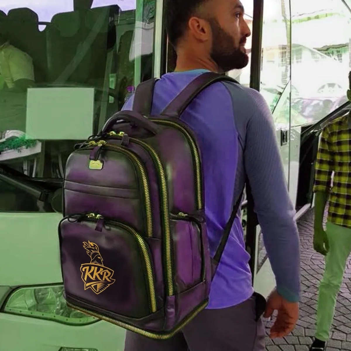 Team KKR IPL 2019 Corporate Gifting Bulk Order Purple Leather Backpack (Reference Price for 1 Unit)