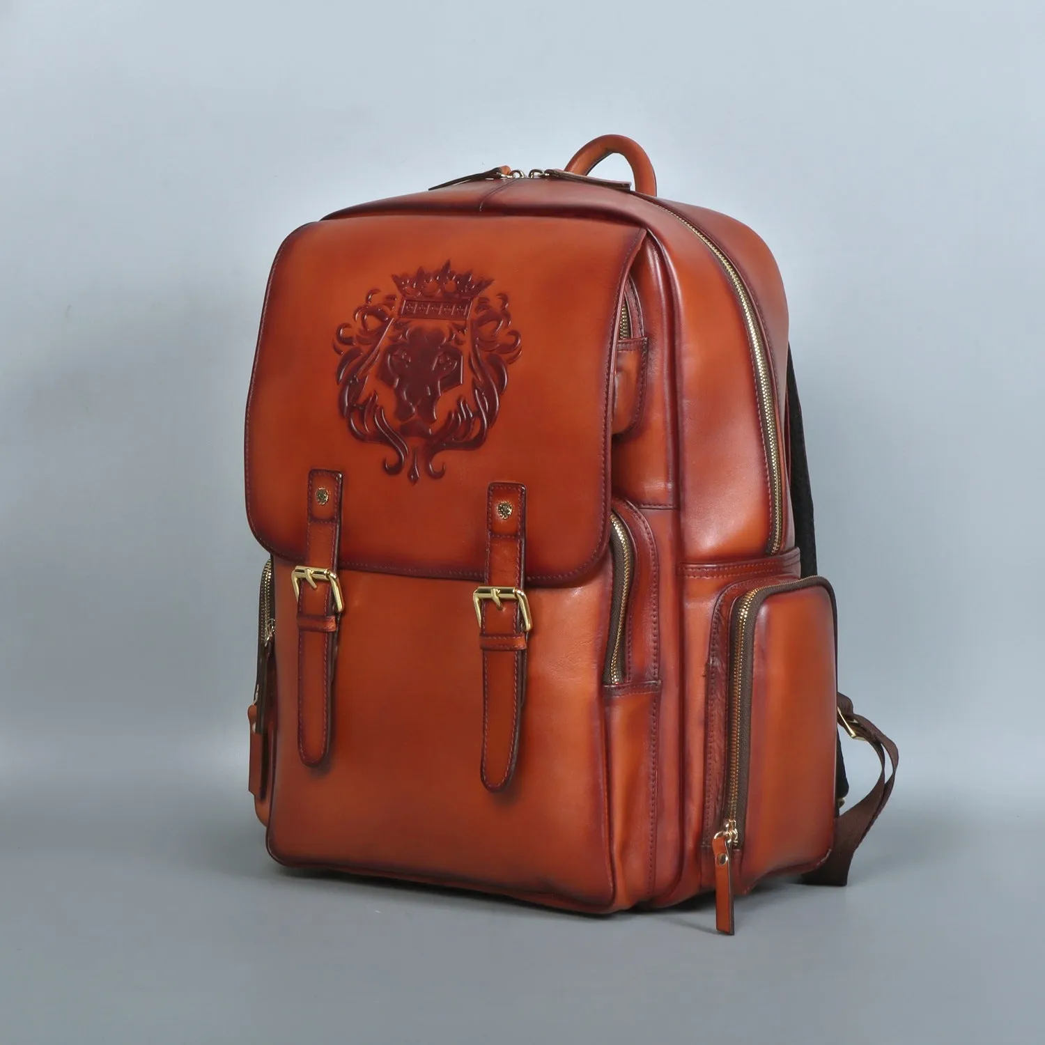 Travel Tan Leather Backpack