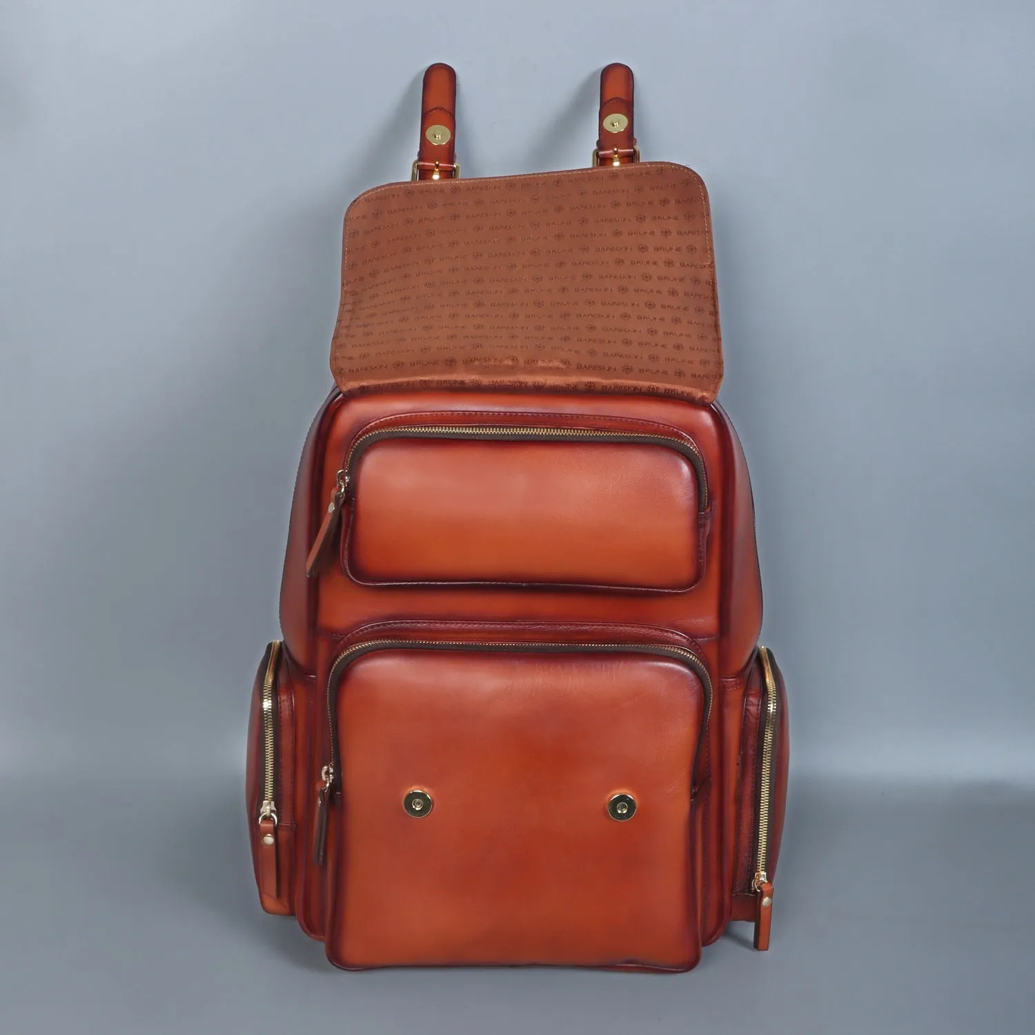 Travel Tan Leather Backpack