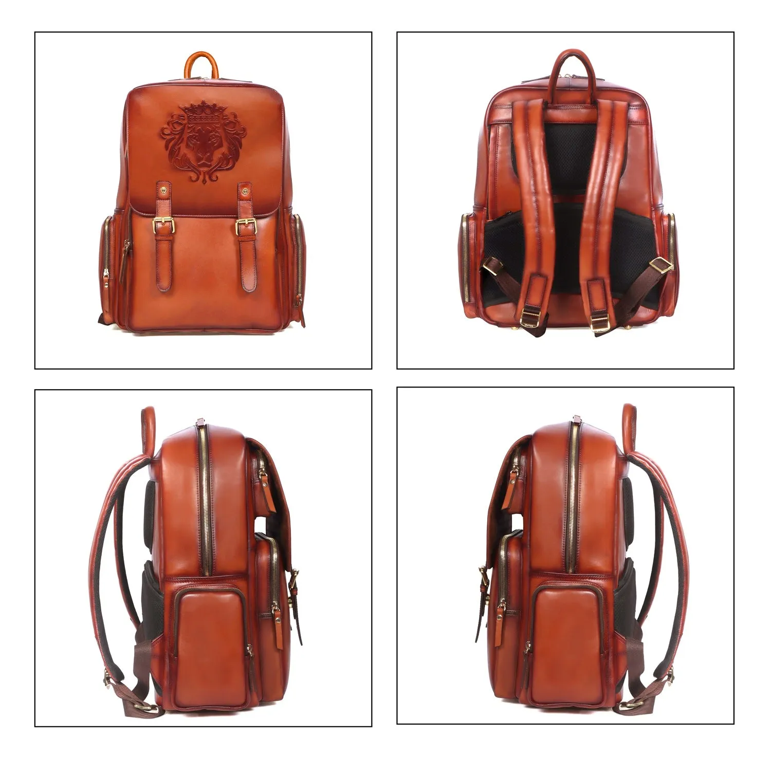 Travel Tan Leather Backpack