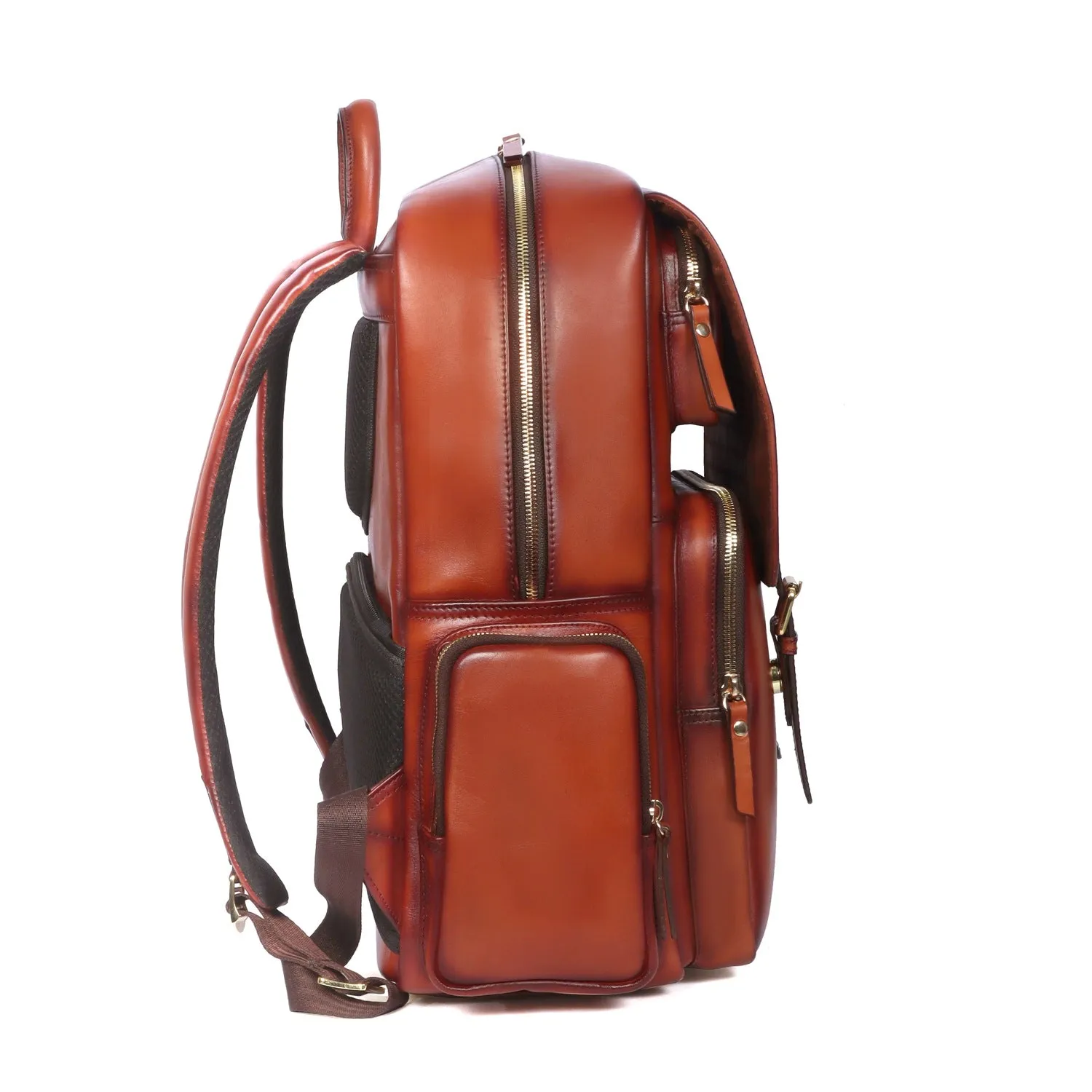 Travel Tan Leather Backpack