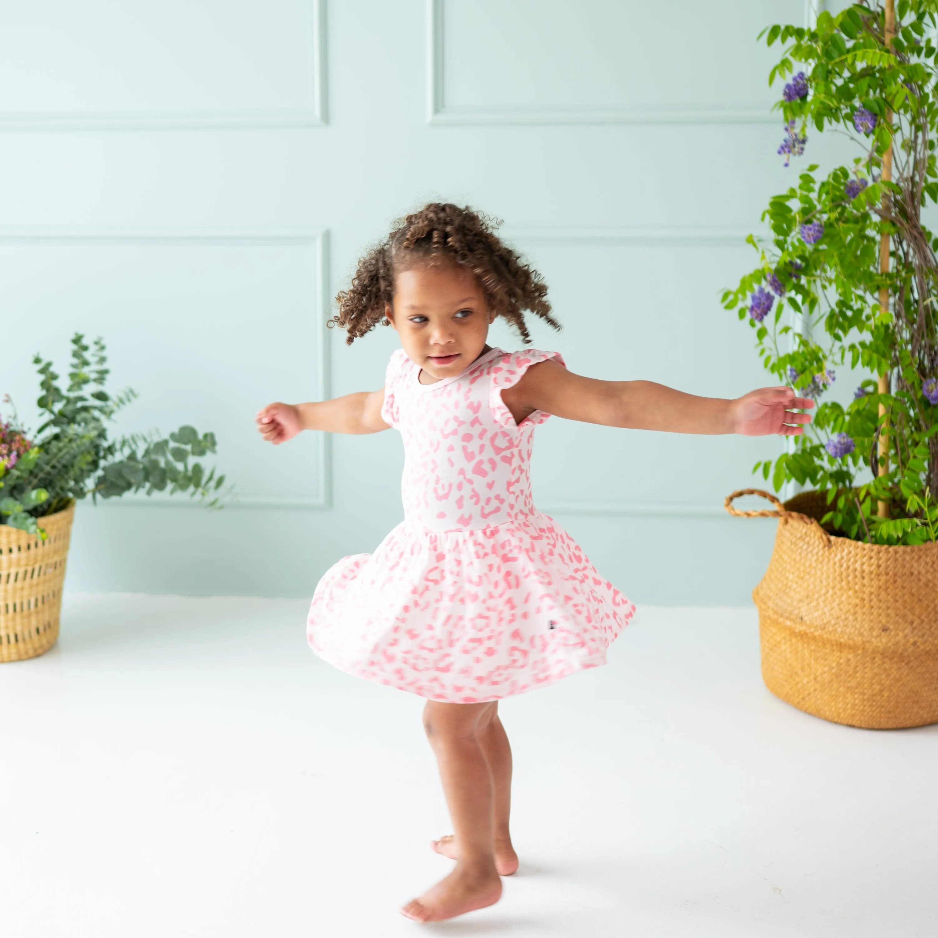 Twirl Bodysuit Dress in Sakura Leopard