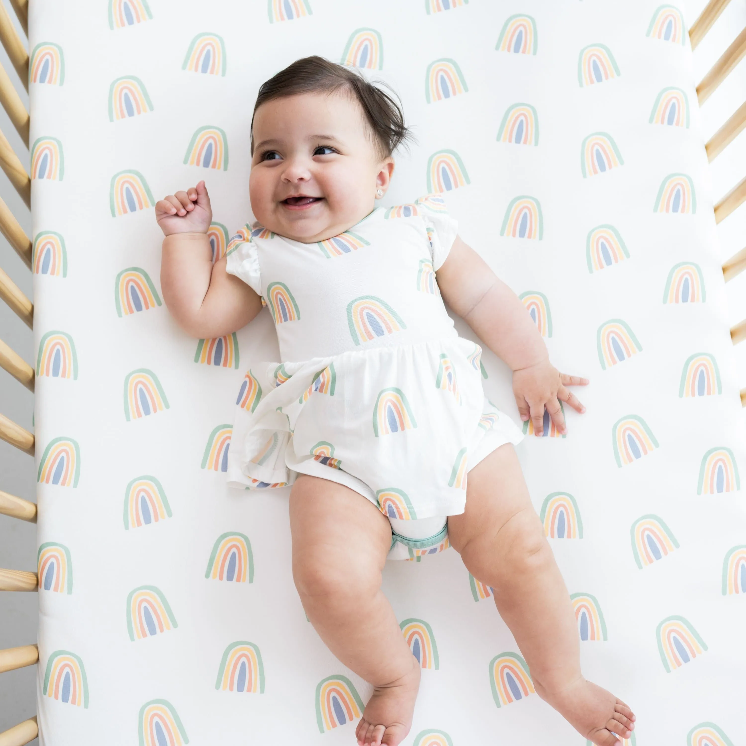 Twirl Bodysuit Dress in Wasabi Rainbow