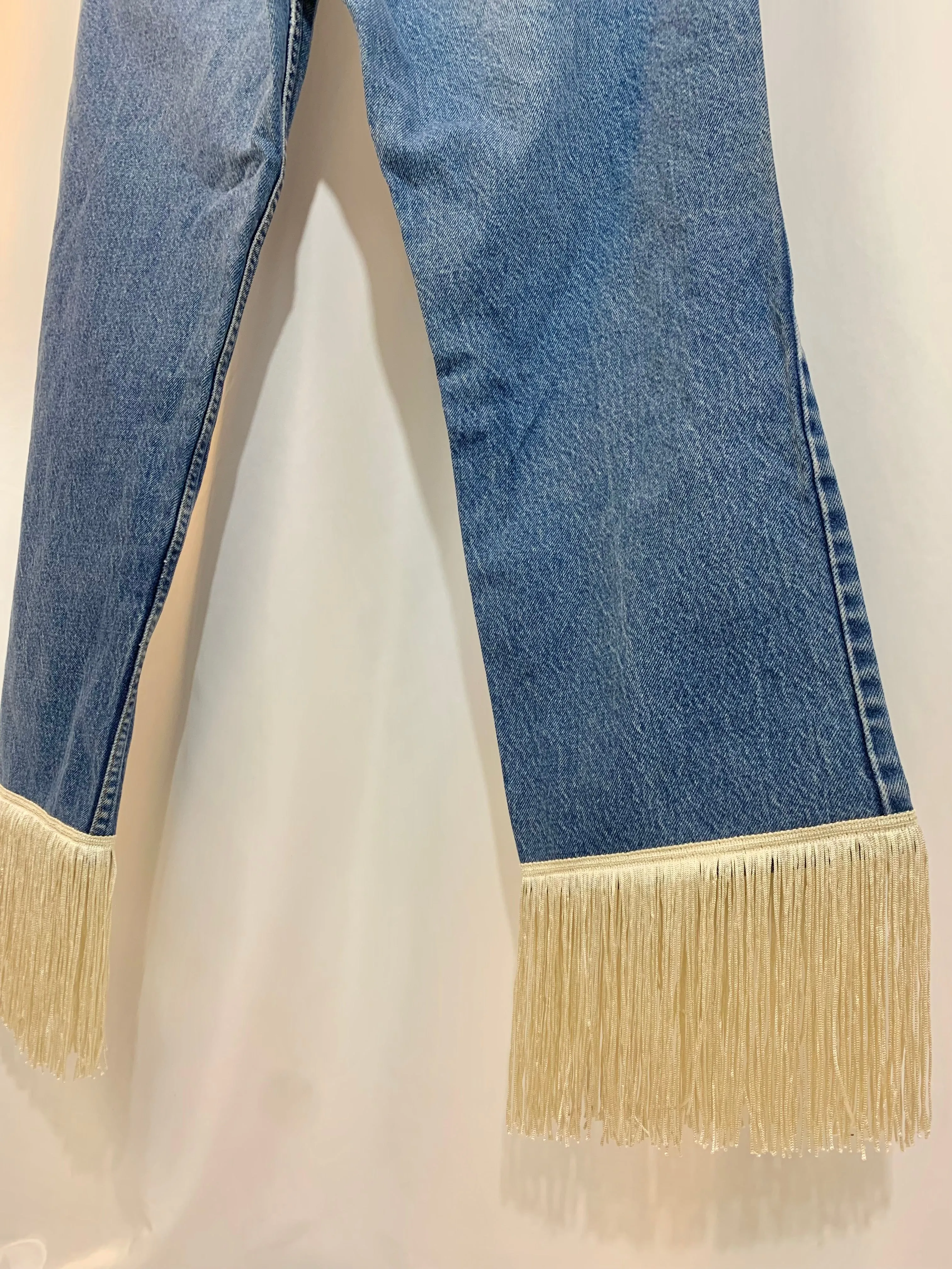 Upcycled 517 fringe jeans