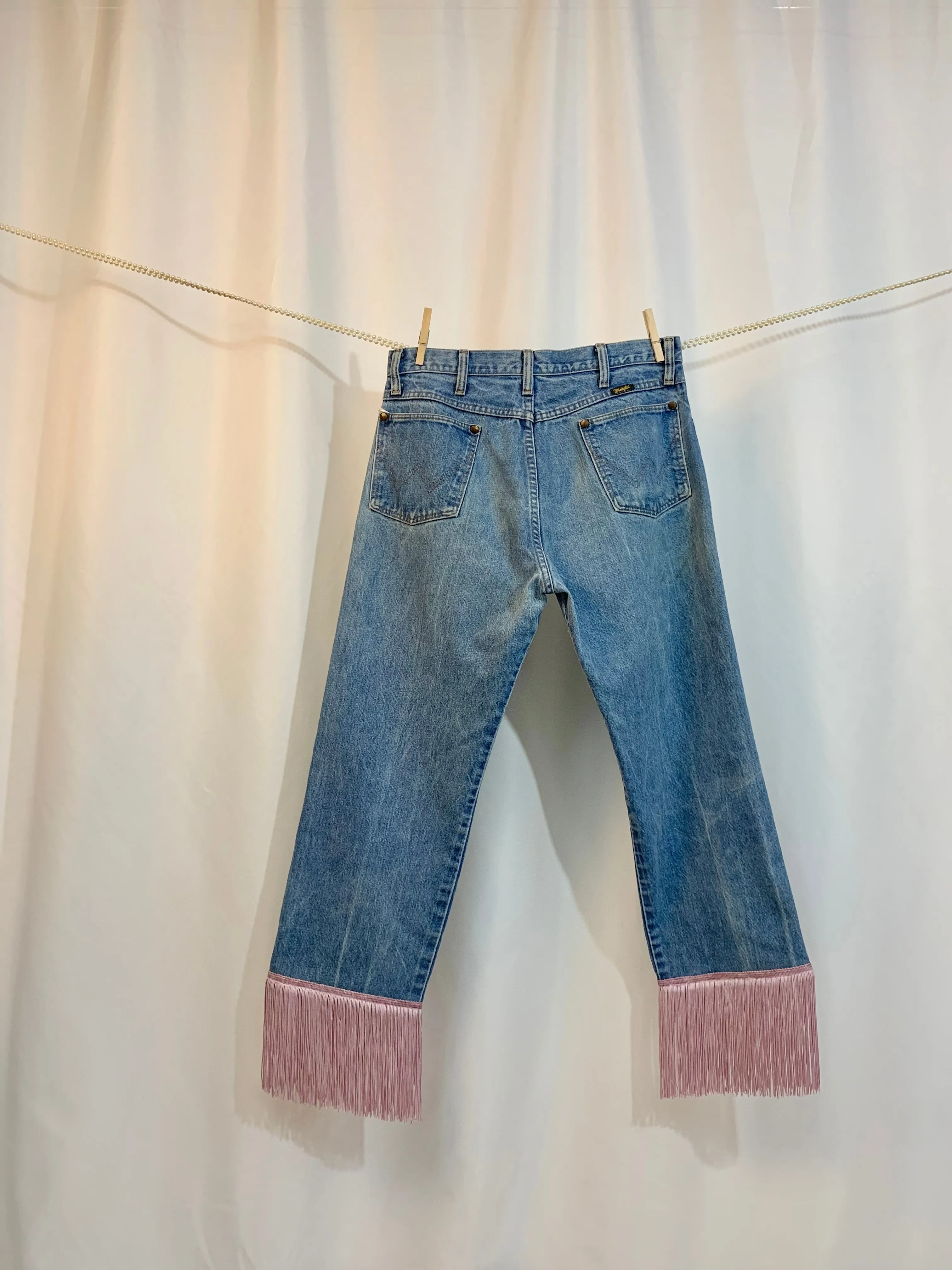 Upcycled Wrangler fringe jeans