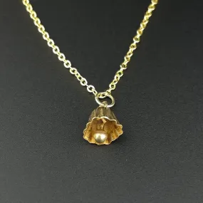 Vintage 9K Gold Articulated Bell Charm Pendant Necklace