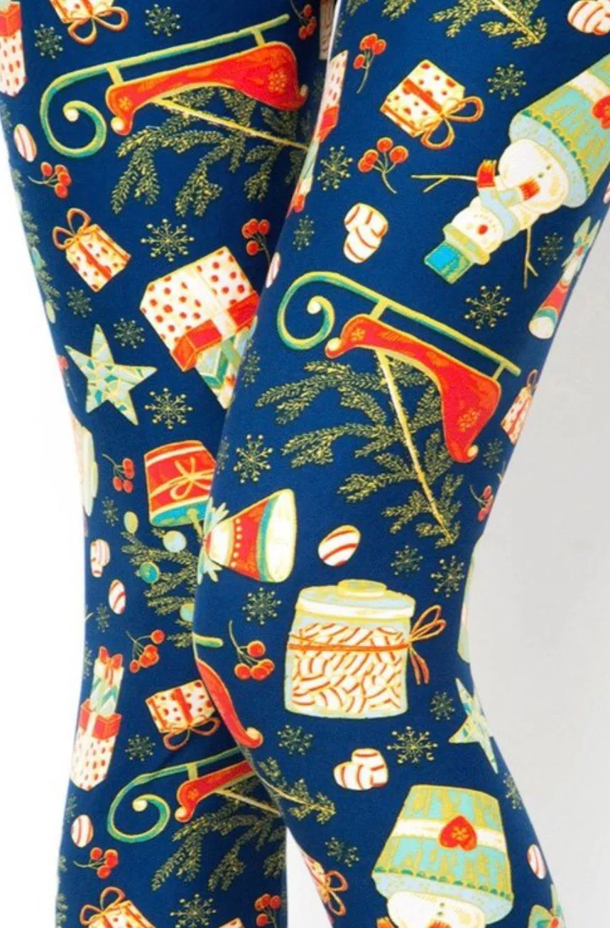 Vintage Christmas Print Soft Leggings